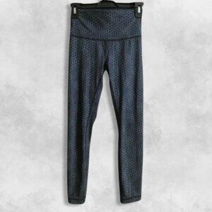 Lululemon Wunder Under Yoga Tight Leggings High-Rise Smoothcover Blue White W 4